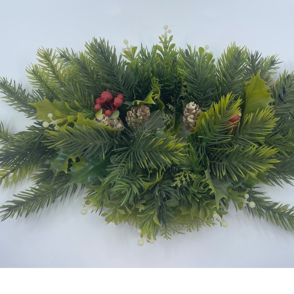 Wolin Candle Rings Plastic Festive Christmas Pine Cone Holly Berry Decor‎ 17"